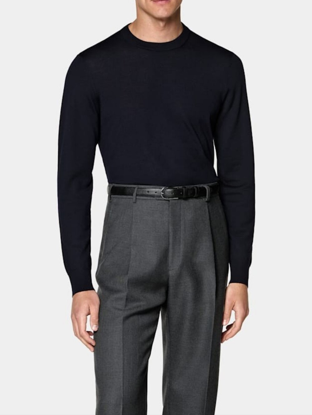 Suit Supply Men's 100% Merino Wool Crewneck Sweater Black XXL